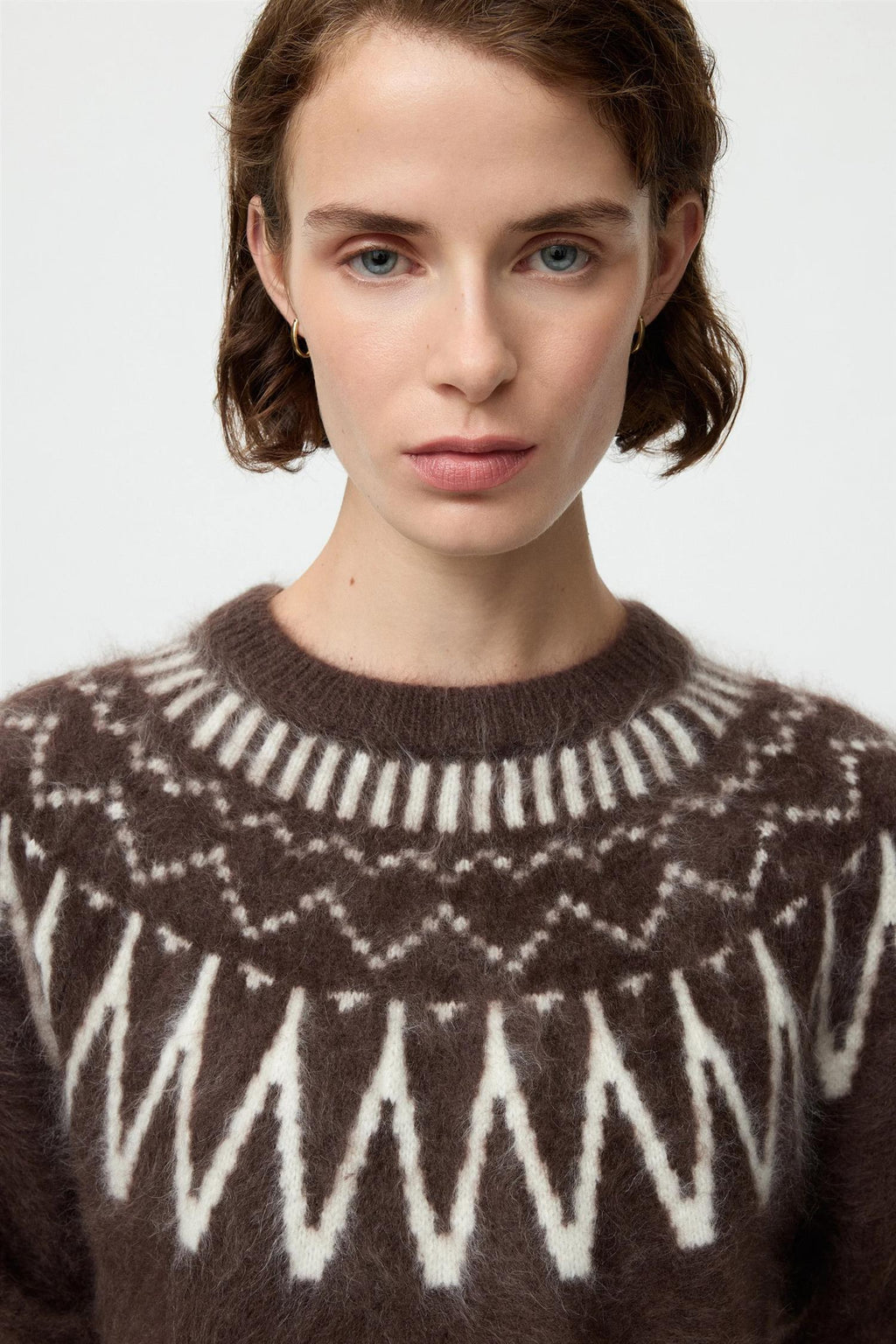 Brushed fair isle crewneck