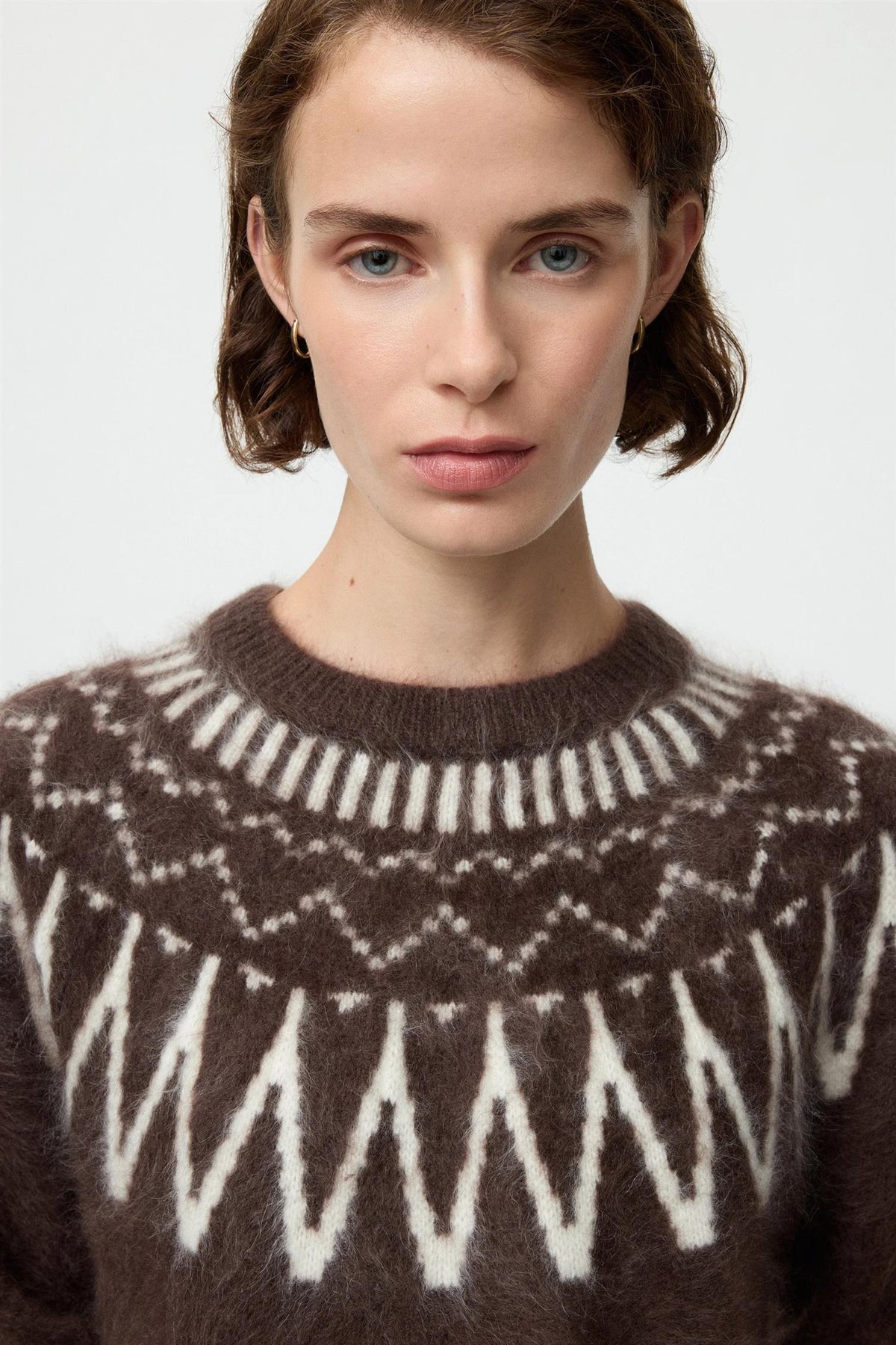 Brushed fair isle crewneck