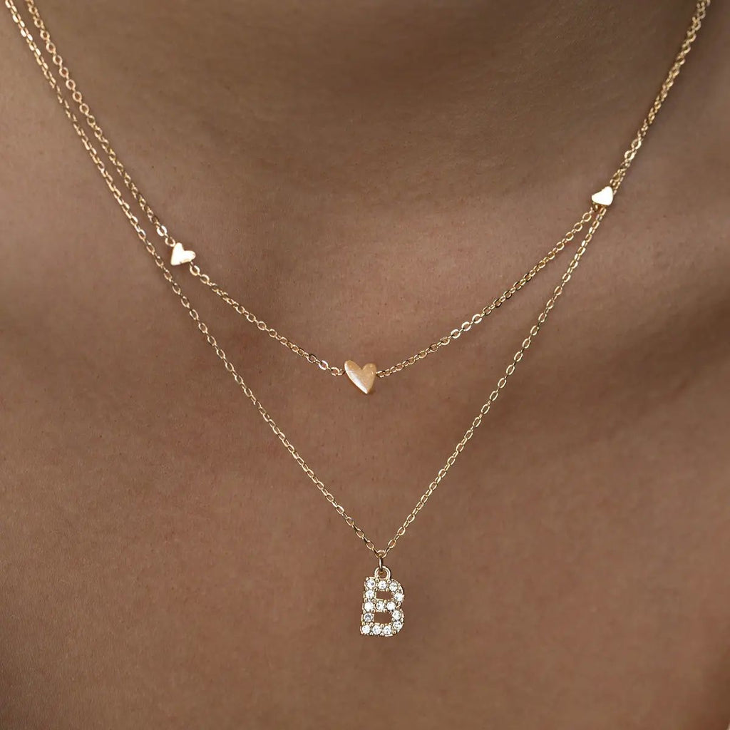 Juno - Crystal Letter Necklace Stainless Steel