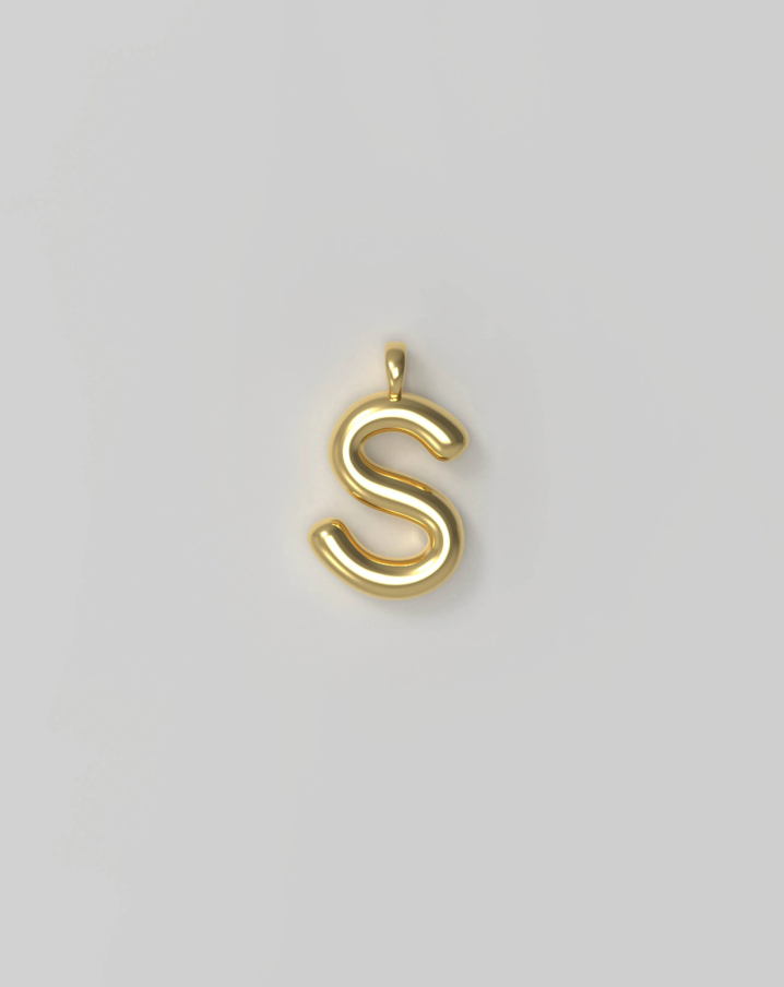 Letter Charm Small Plated - S
