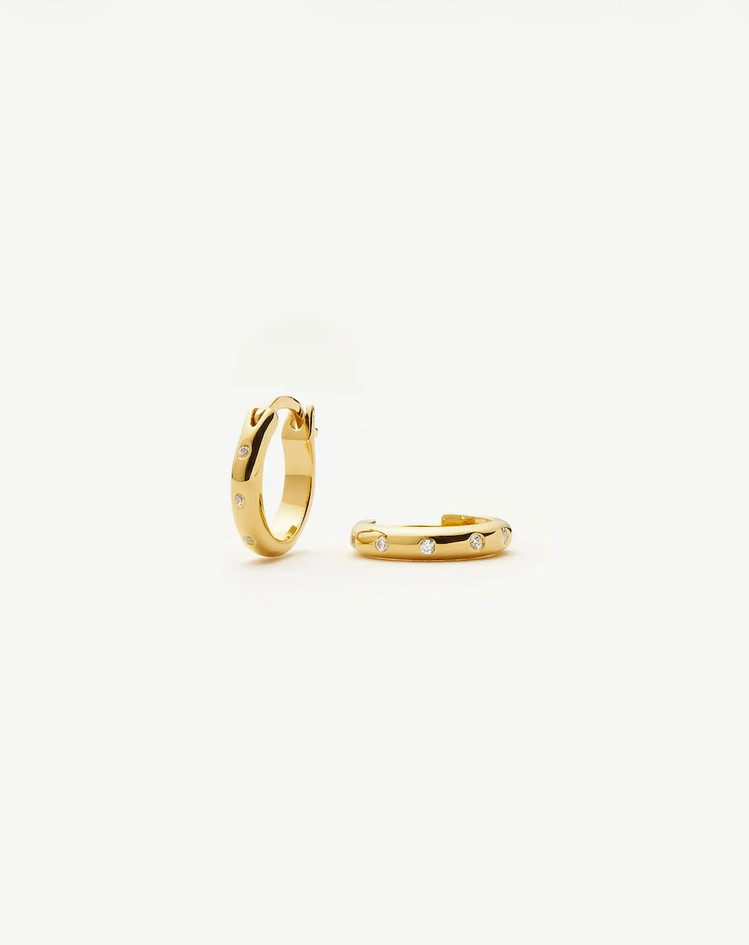 GOLD SOLAR STUDDED MINI HOOPS EARRINGS