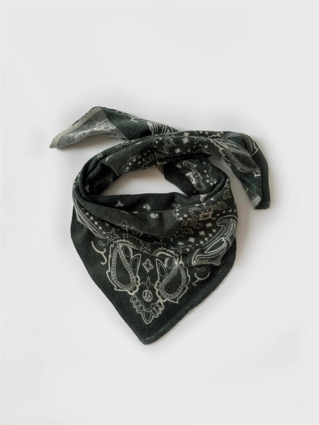 CASHMERE PAISLEY SCARF - GREEN 65 CM
