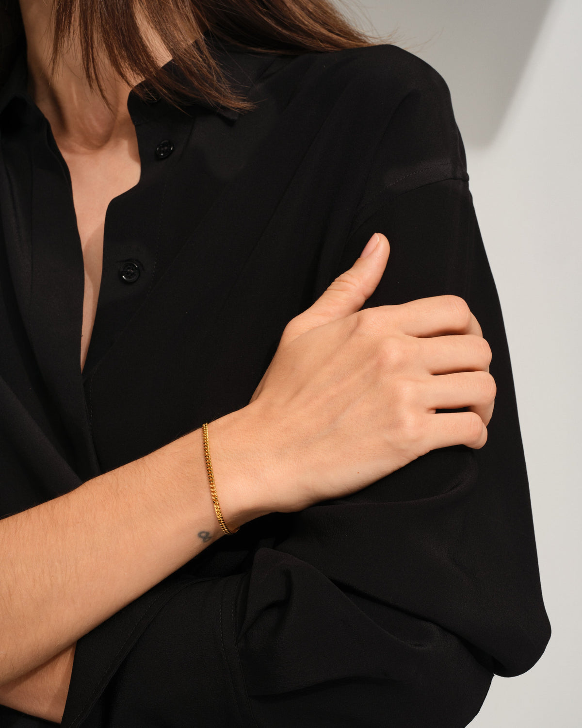 Curb Bracelet M Gold Armbånd