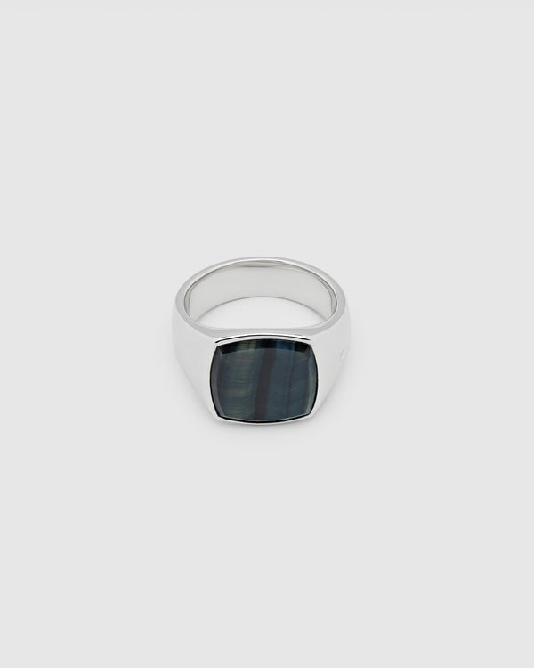 Cushion Blue Hawk Eye Ring M