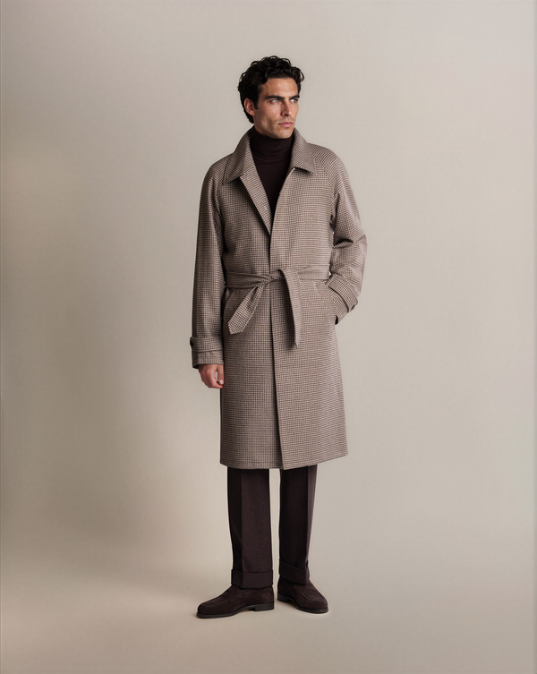 Raglan Wool Houndstooth Coat