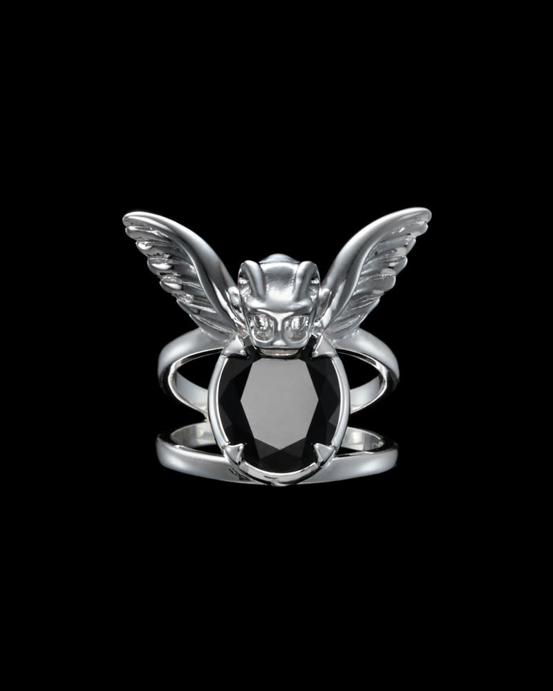 Gargoyle Ring - Silver - Black Spinel Ring