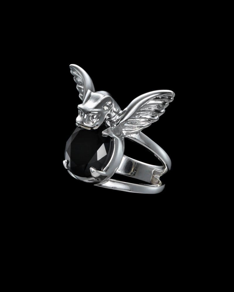 Gargoyle Ring - Silver - Black Spinel Ring