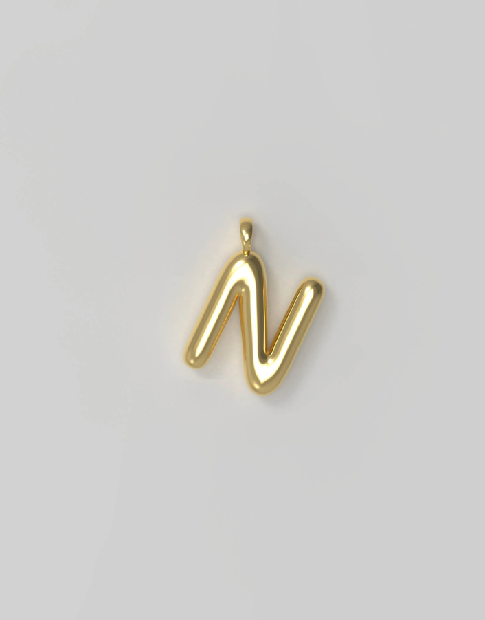 Letter Charm Small Plated - N