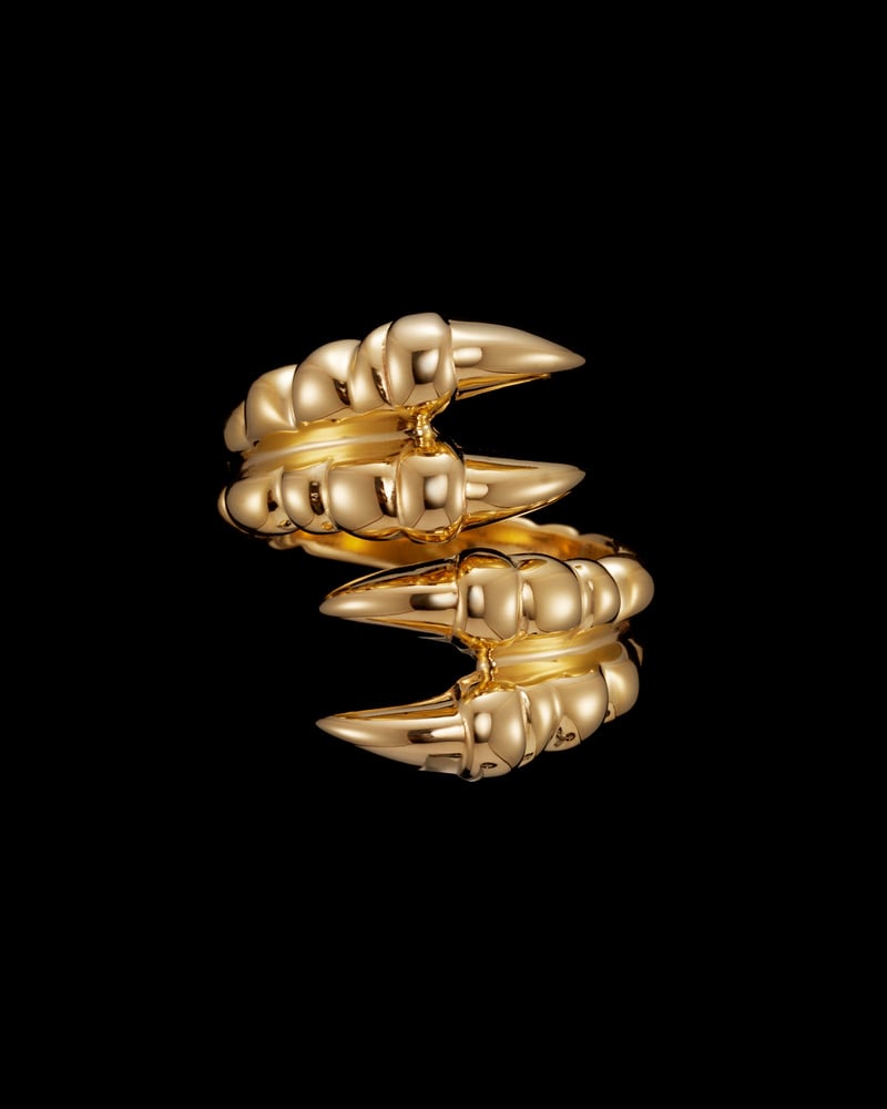 Claw Double Ring - Gold-plated Silver Ring