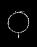 Chunky Chain Drop Pearl Necklace - Silver - Glass Pearl Smykke