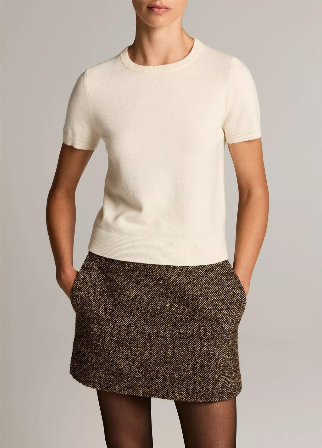 Wool & Cashmere-Blend Short-Sleeve Sweater