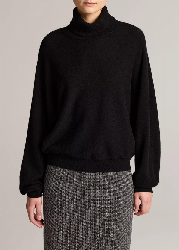 Wool-Cashmere Dolman-Sleeve Turtleneck Sweater