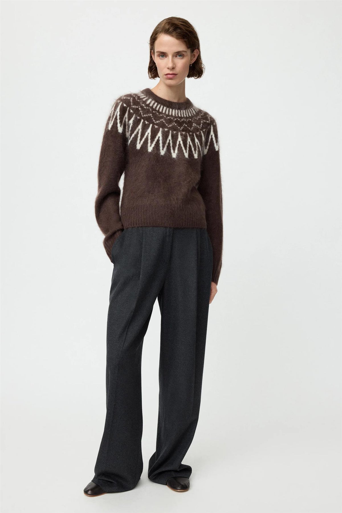 Brushed fair isle crewneck