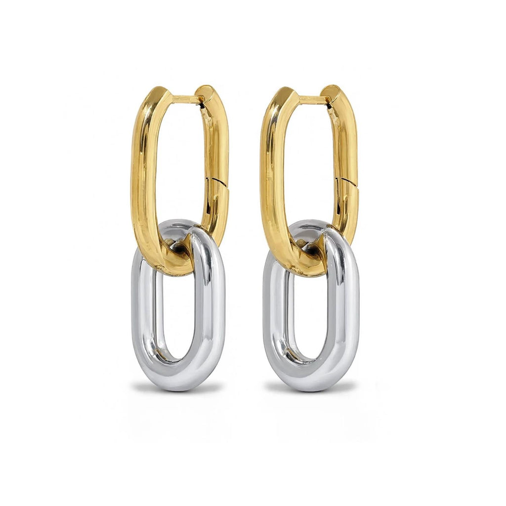 Li - Mixed Metal Hoop Earrings Stainless Steel