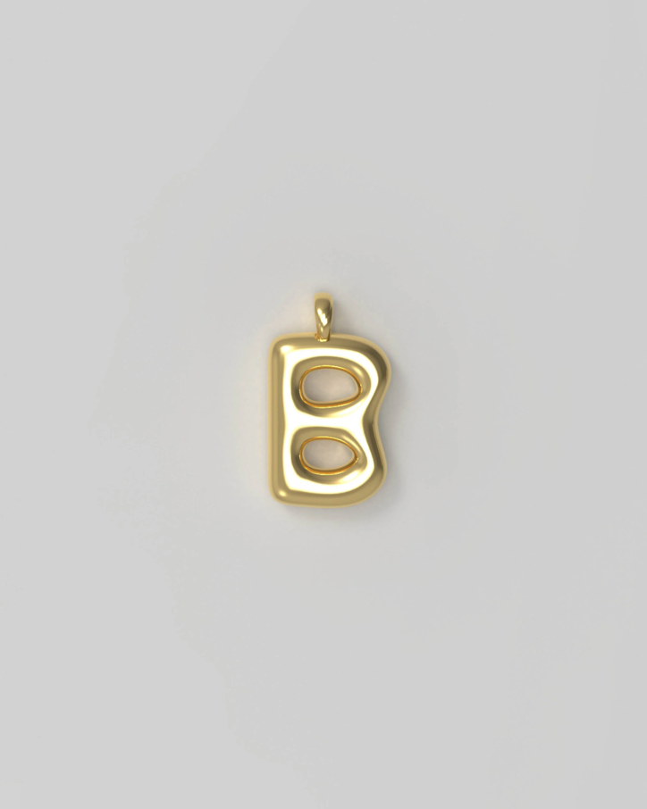 Letter Charm Small Plated - B