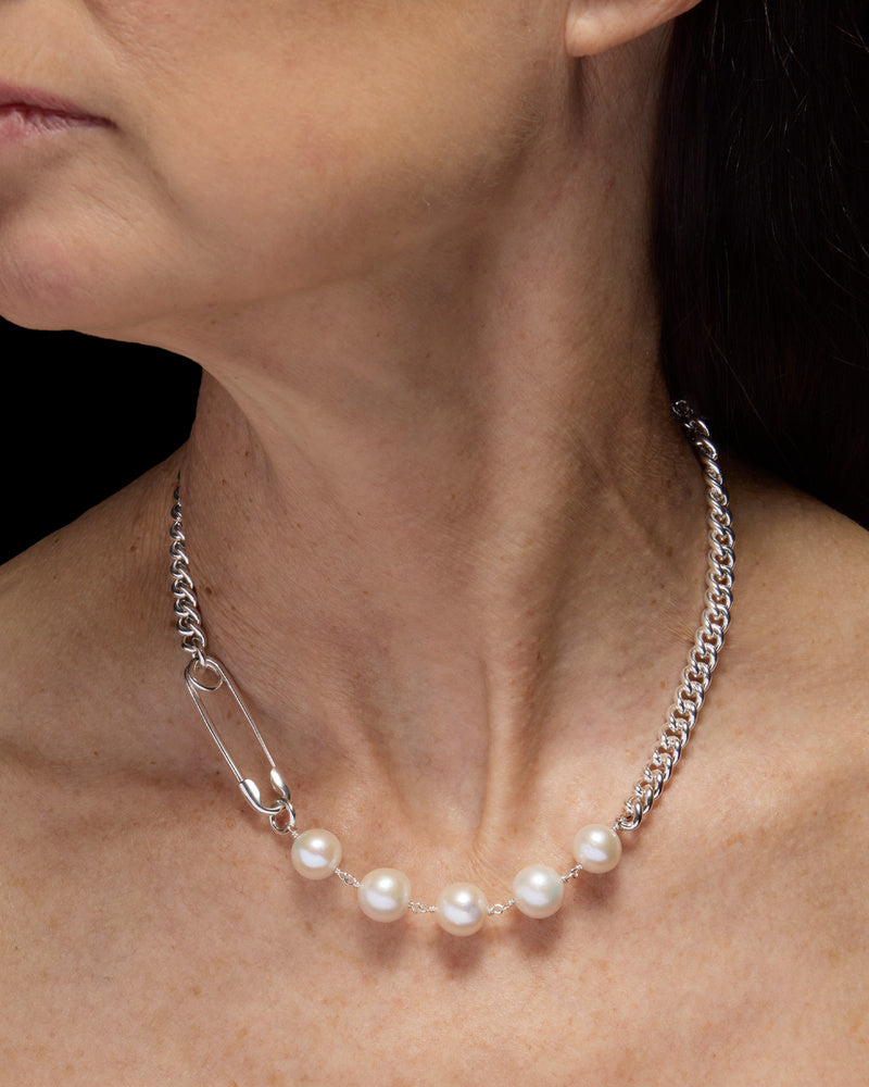Rebel Necklace - Silver - Freshwater Pearl Smykke