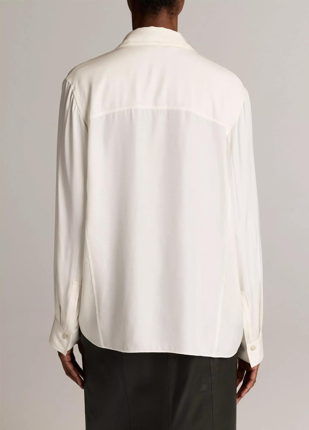Double-Detail Silk-Blend Button-Front Shirt