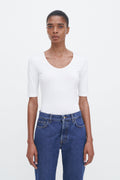 Cotton Stretch Scoop Neck Top Topper