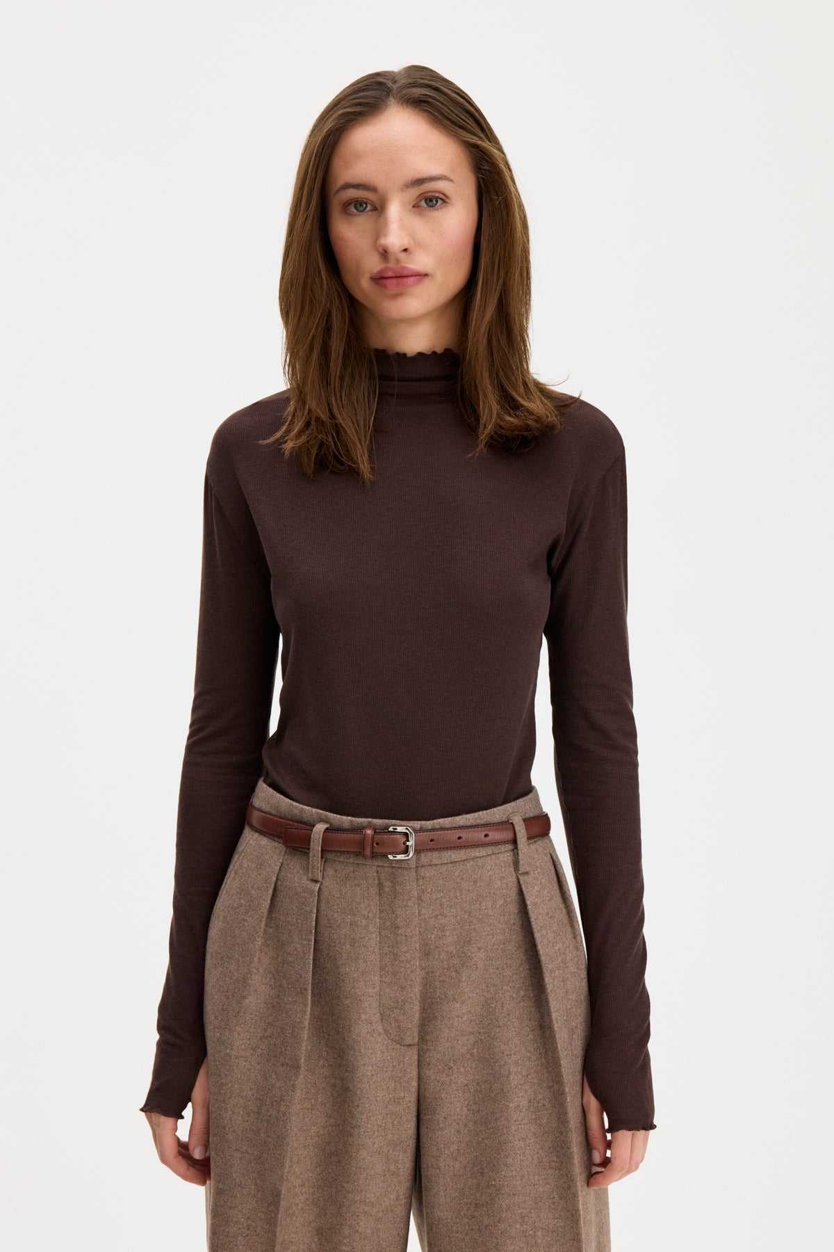 rib mock neck top Genser