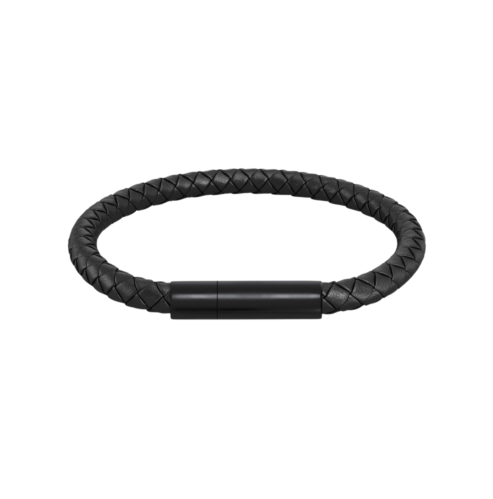 Franky Bracelet Leather Black Black Armbånd