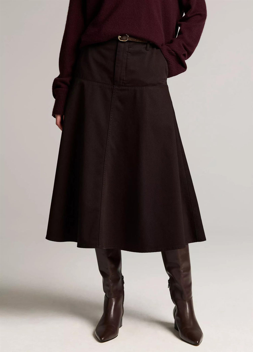 Washed Cotton Twill Full Skirt