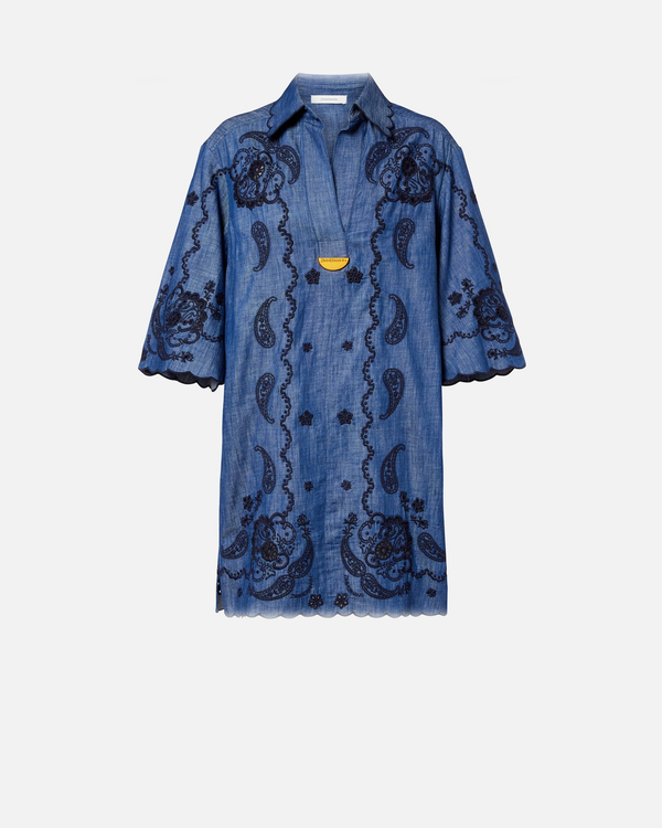 Aster Embroidered Denim Mini Dress