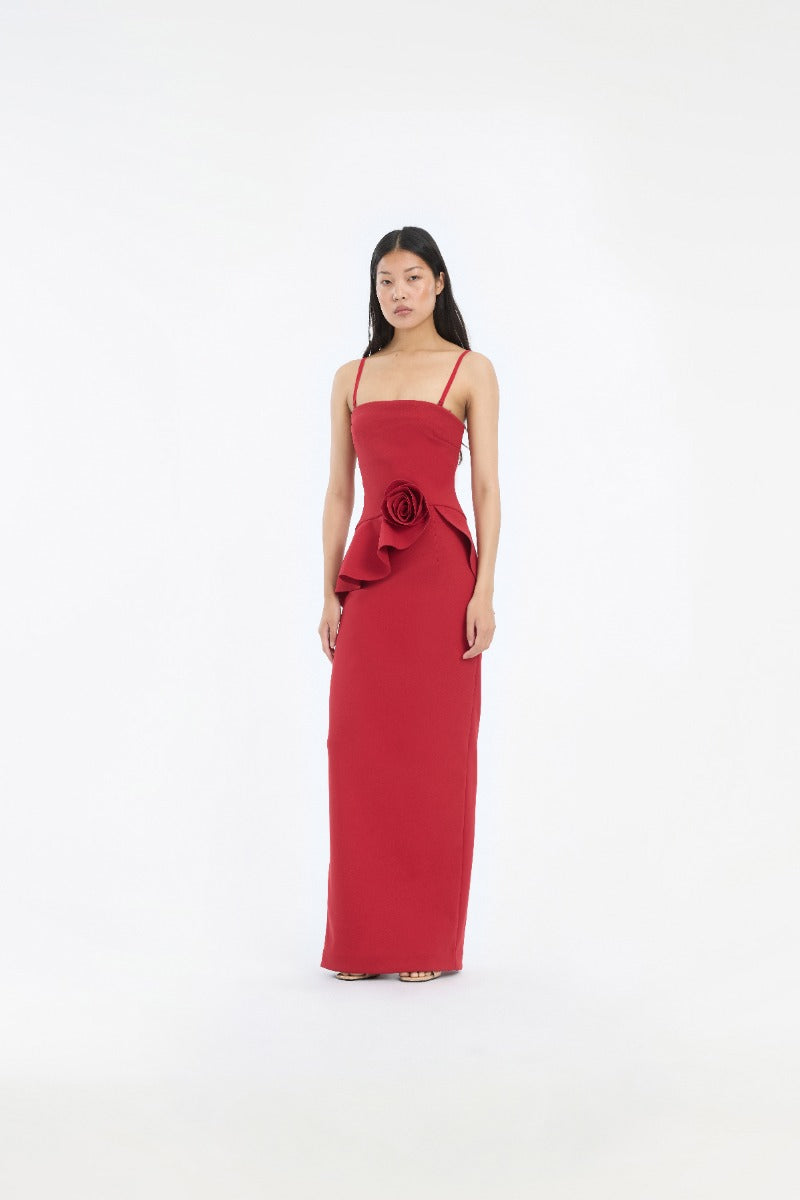LONG FLOWER STRAPLESS DRESS