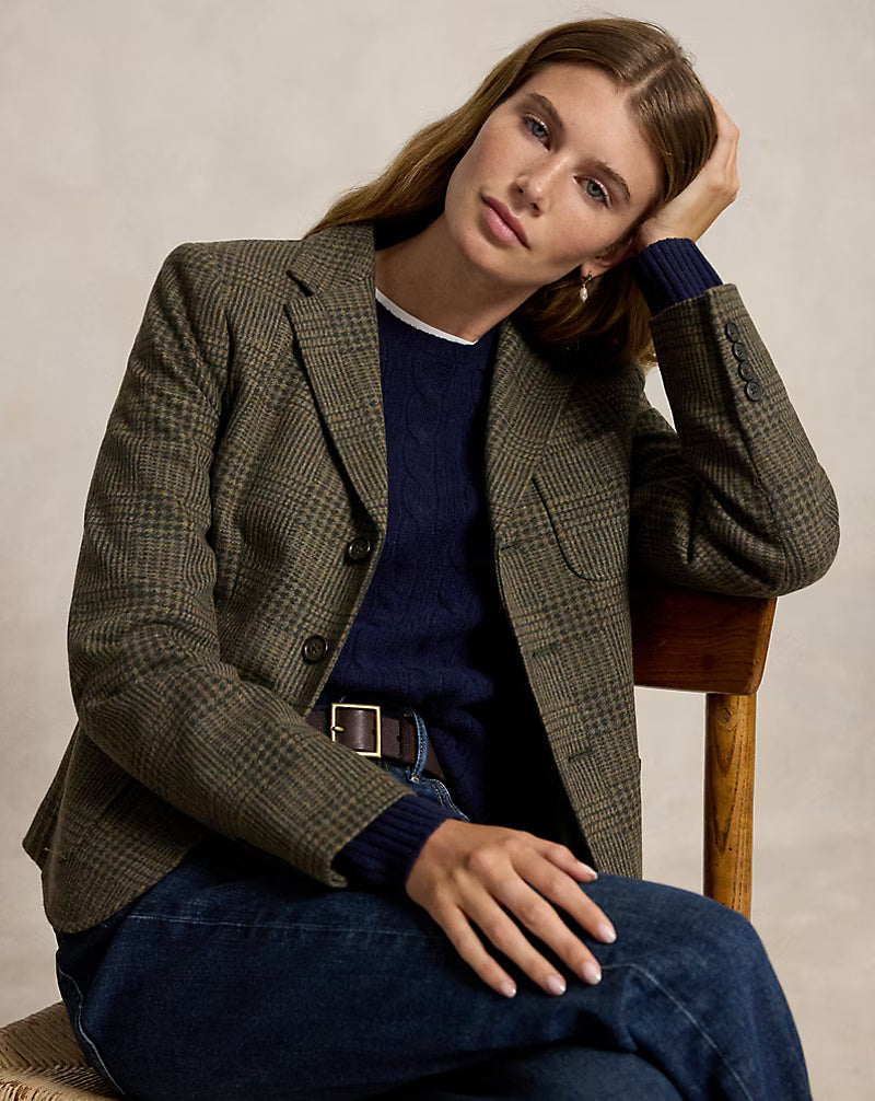 Single-Breasted Glen Check Blazer