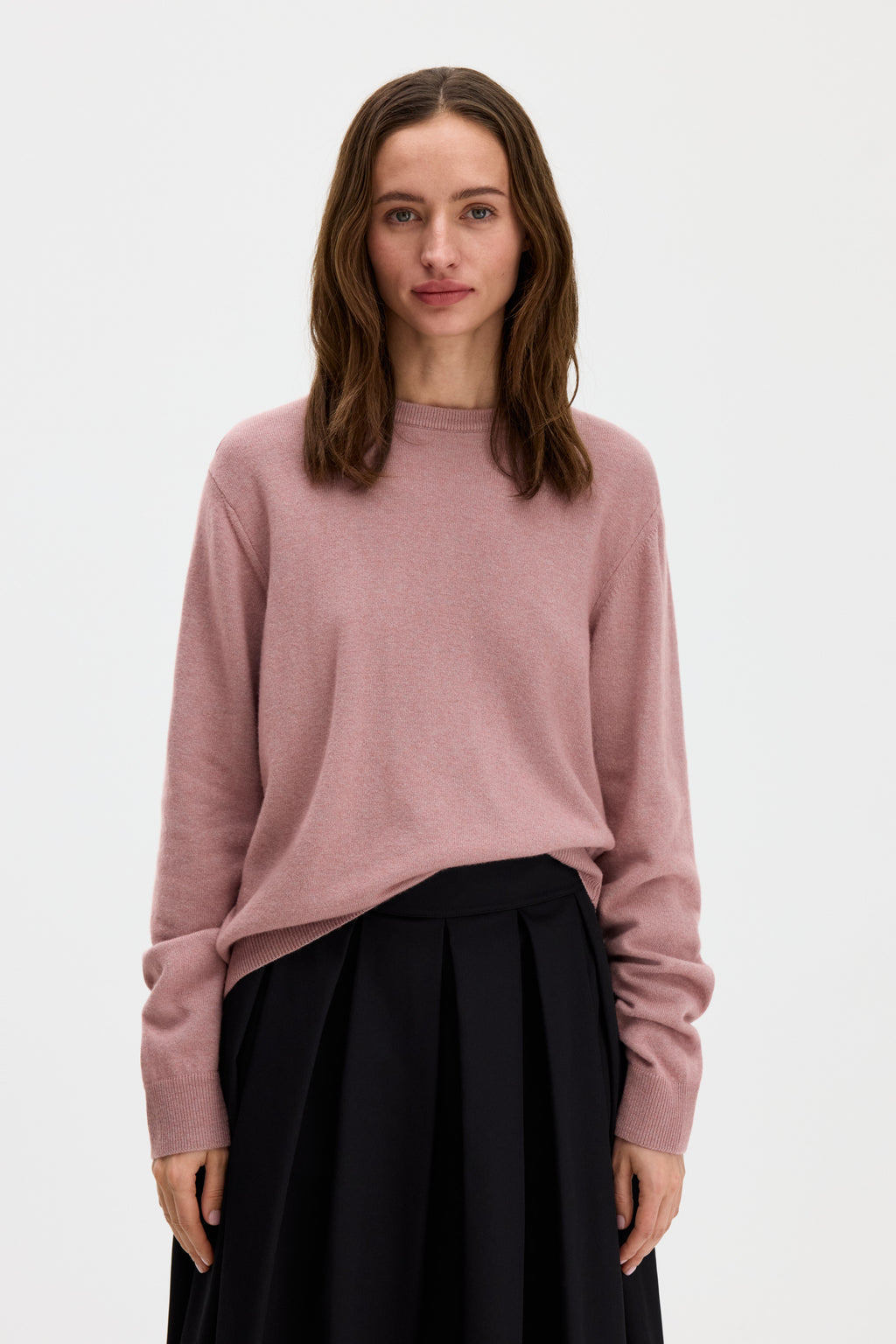 soft wool crewneck sweater Genser