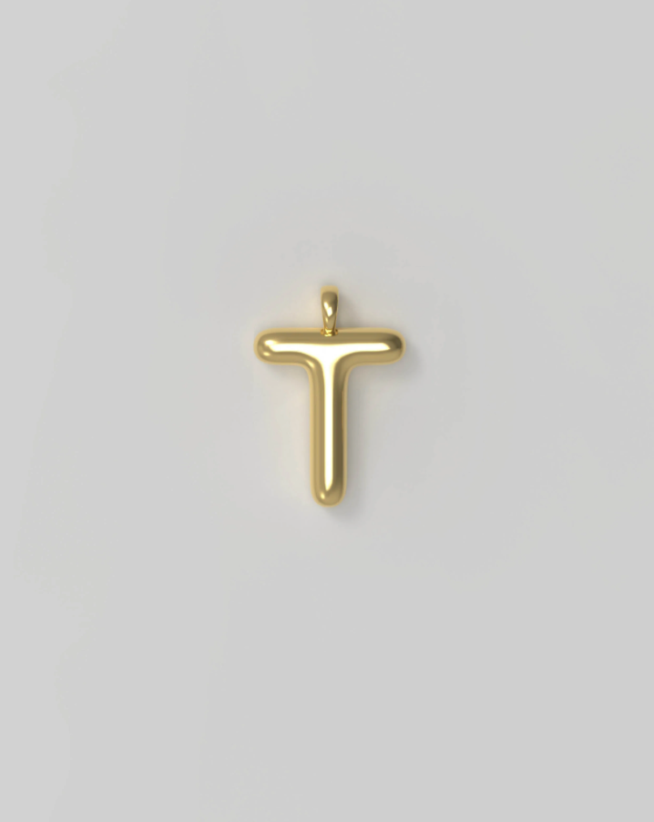 Letter Charm Small Plated - T
