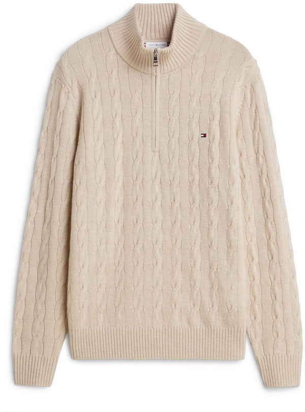 Lambswool Cable Zip Mock