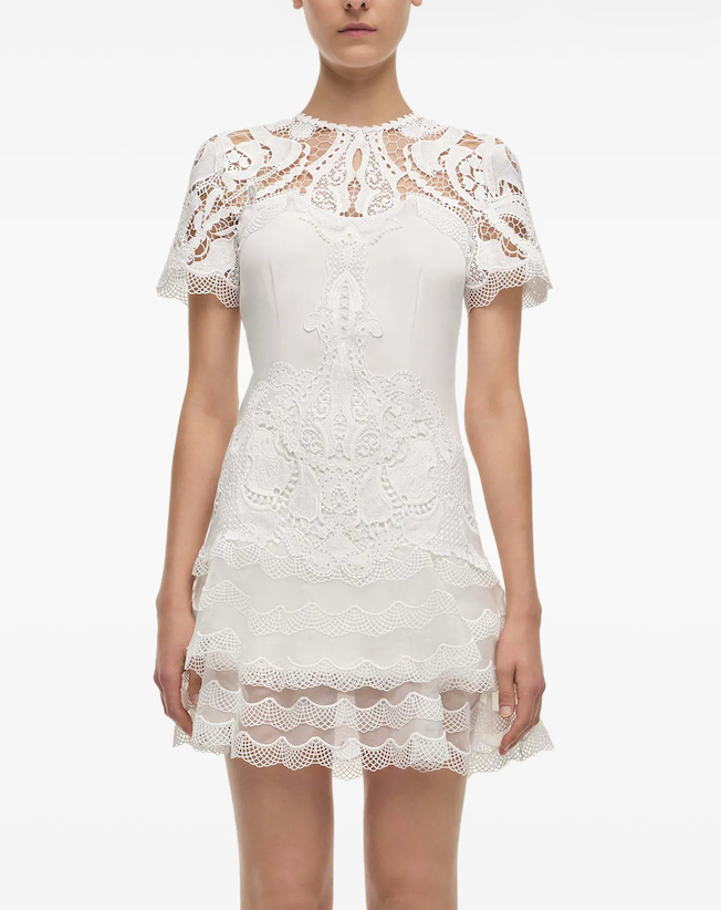 PAISLEE GUIPURE LACE MINI TEE DRESS