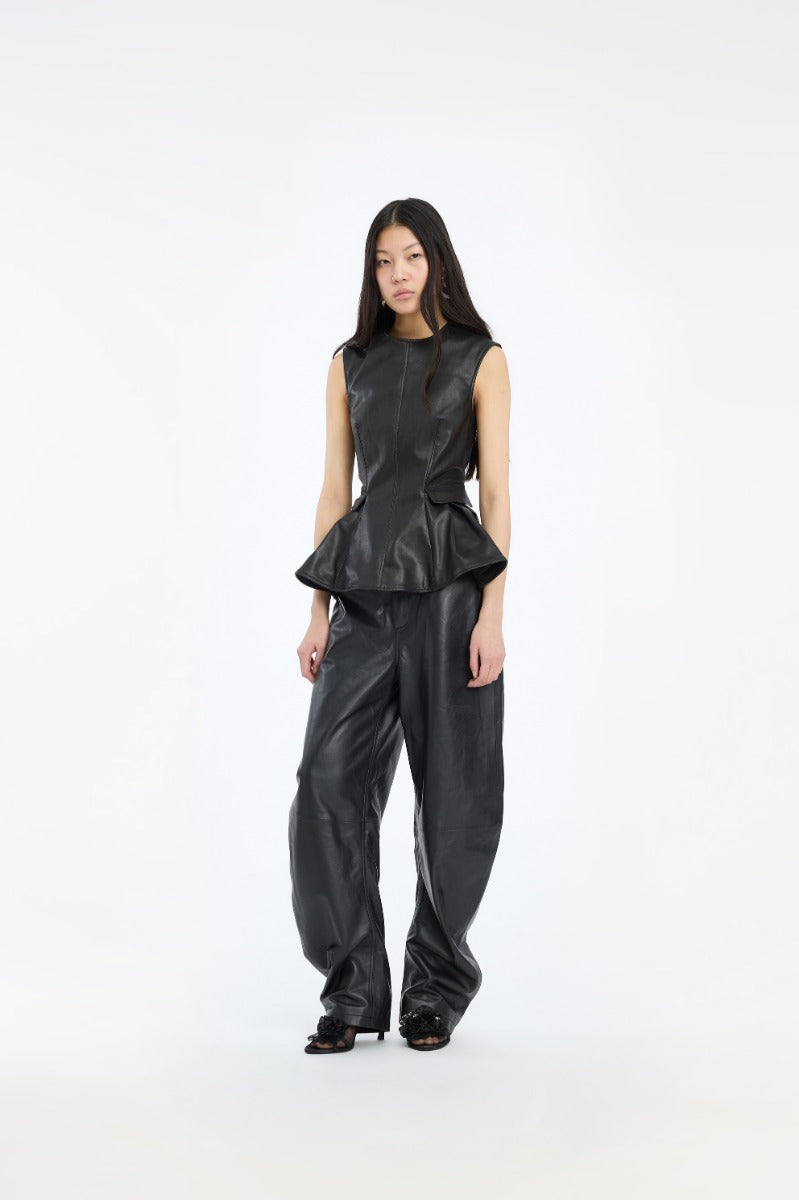 PEPLUM LEATHER TOP