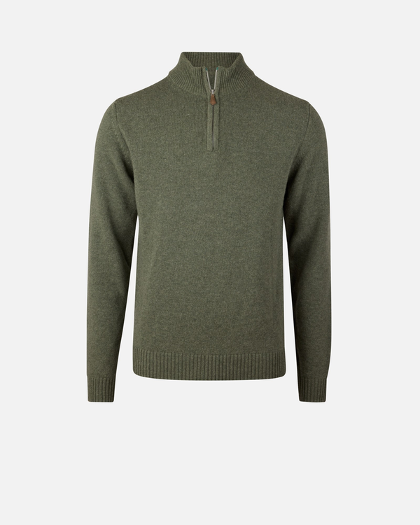 Pullover Knitted Half Zip Carded Merino Wool