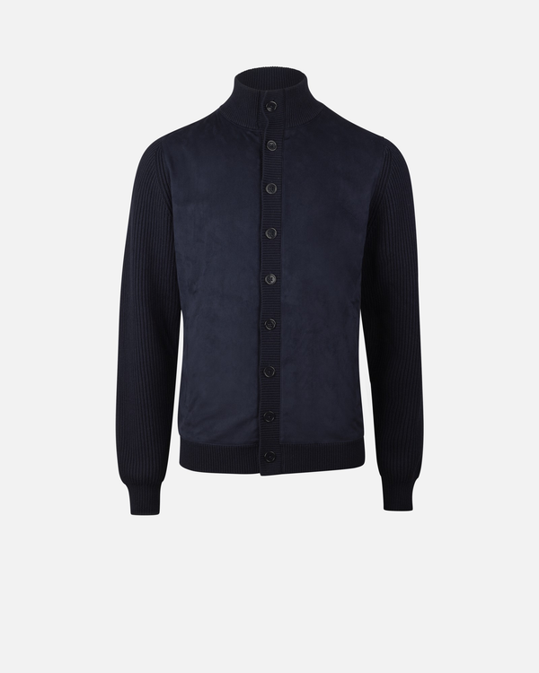 Cardigan Knitted Hybrid Buttoned Alcantara
