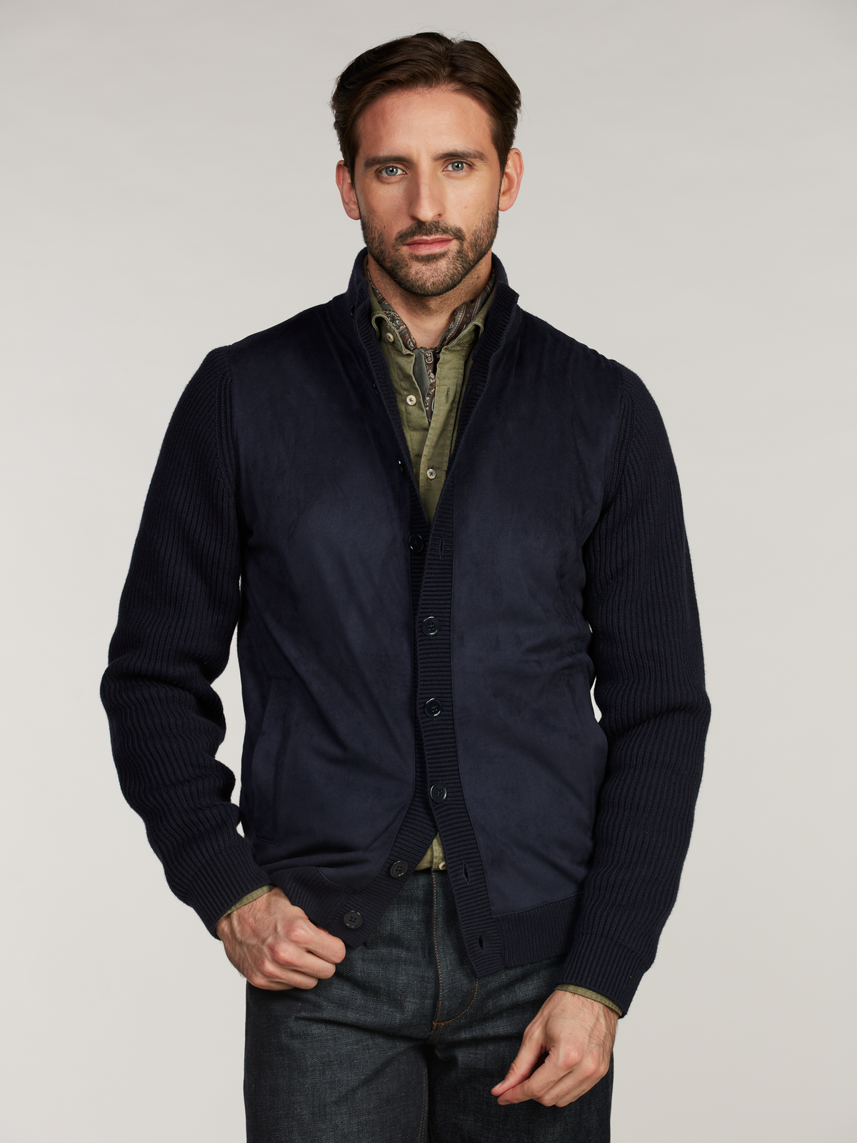 Stenströms Cardigan Knitted Hybrid Buttoned Alcantara Genser