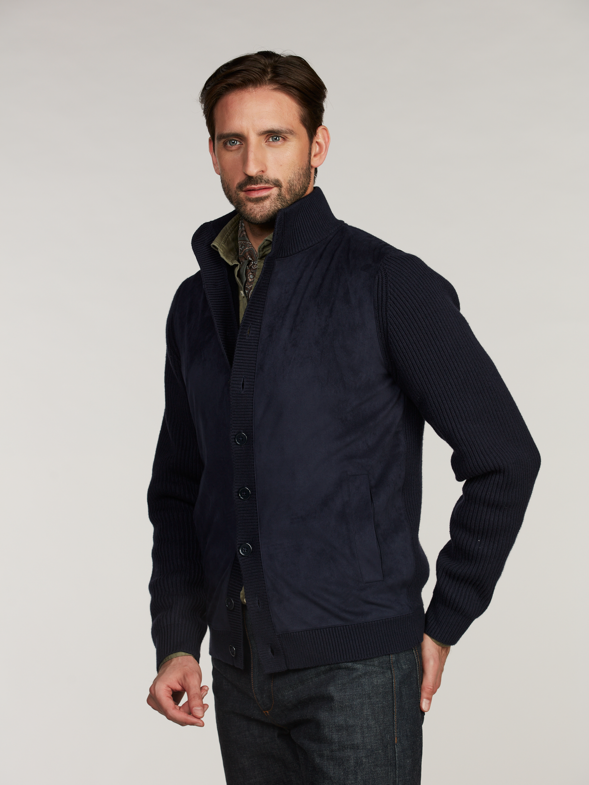 Stenströms Cardigan Knitted Hybrid Buttoned Alcantara Genser