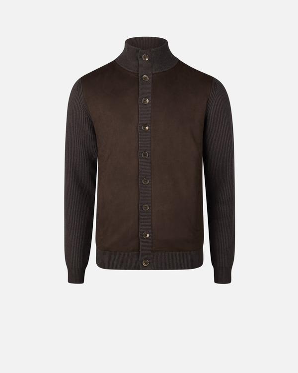 Cardigan Knitted Hybrid Buttoned Alcantara