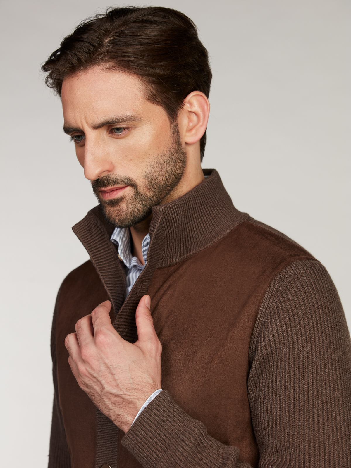Stenströms Cardigan Knitted Hybrid Buttoned Alcantara Genser