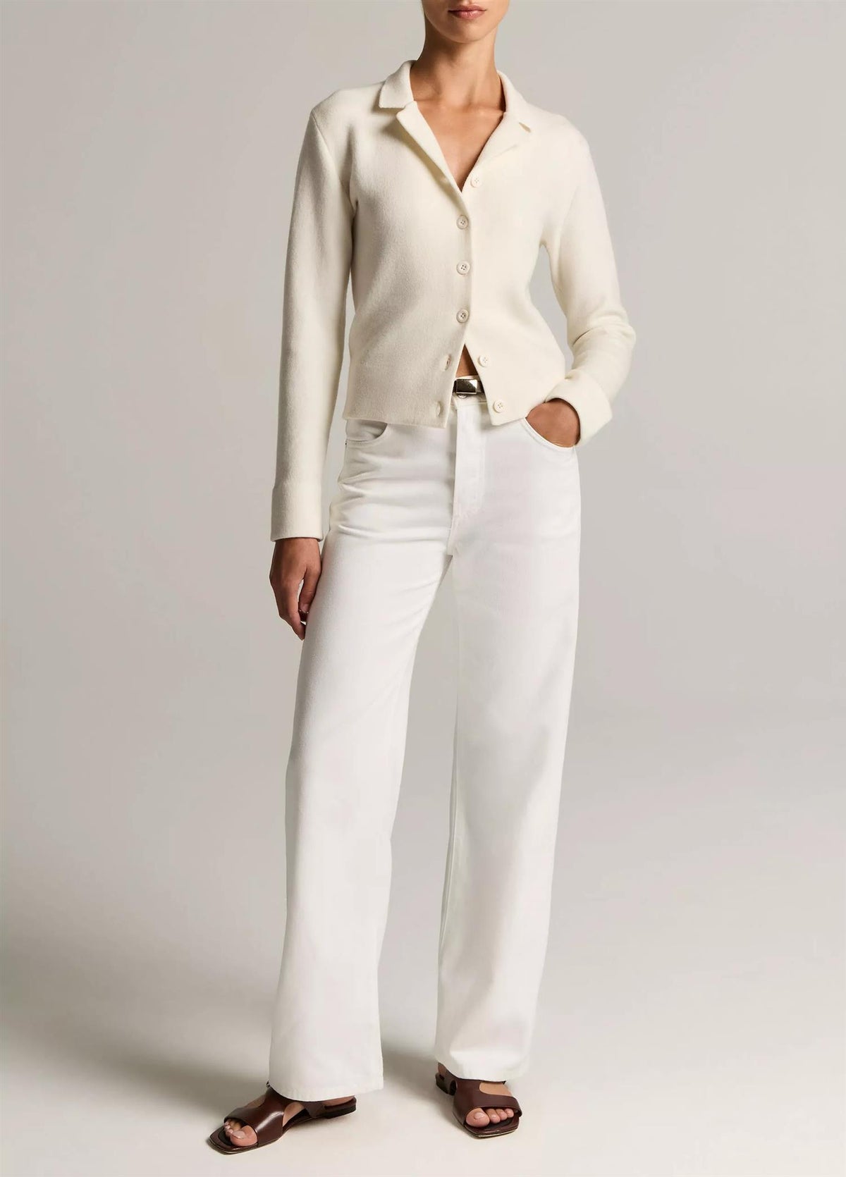 Notch-Collar Double-Face Wool-Blend Cardigan