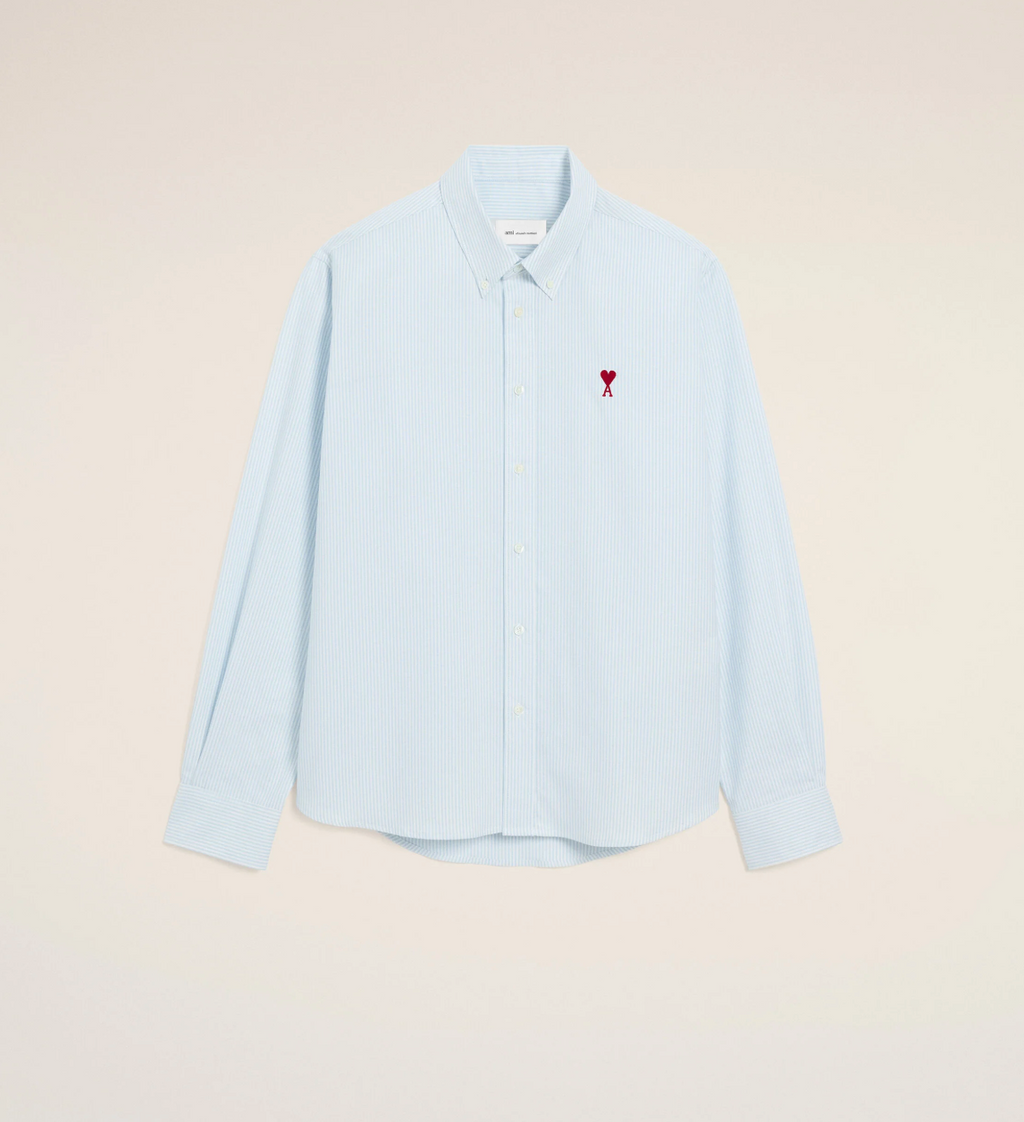 CLASSIC SHIRT BUTTON DOWN COLLAR WITH EMBROIDERED AMI DE COEUR