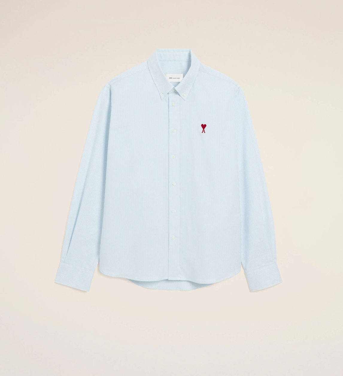 CLASSIC SHIRT BUTTON DOWN COLLAR WITH EMBROIDERED AMI DE COEUR