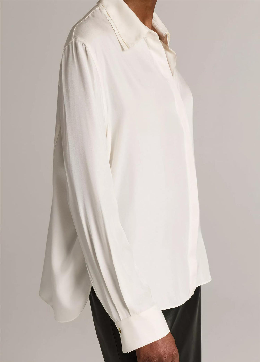 Double-Detail Silk-Blend Button-Front Shirt