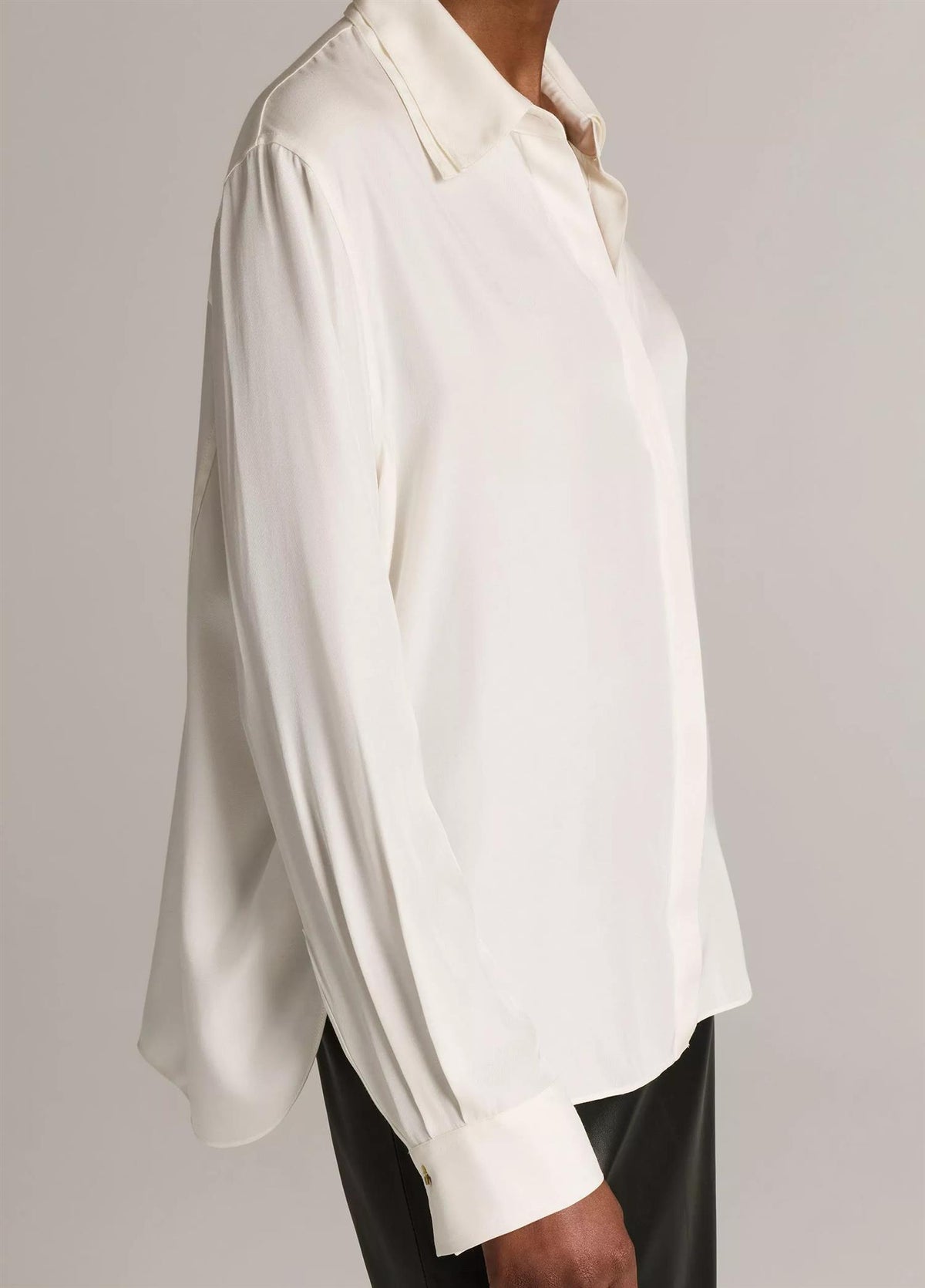 Double-Detail Silk-Blend Button-Front Shirt