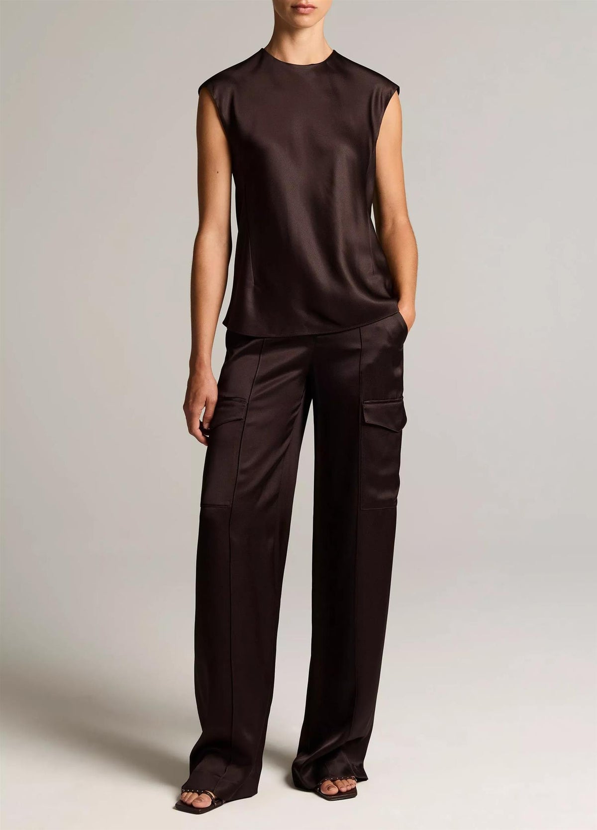 Satin Relaxed Cap-Sleeve Top