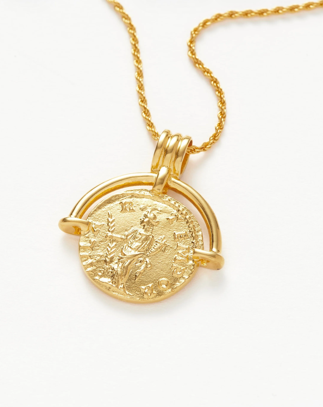 LUCY WILLIAMS MEDIUM ENGRAVABLE ROMAN ARC COIN NECKLACE