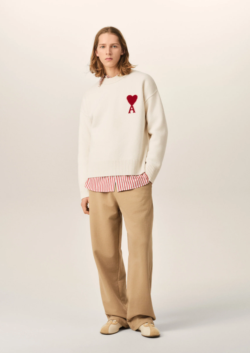 CREWNECK SWEATER WITH CONTRASTED AMI DE COEUR