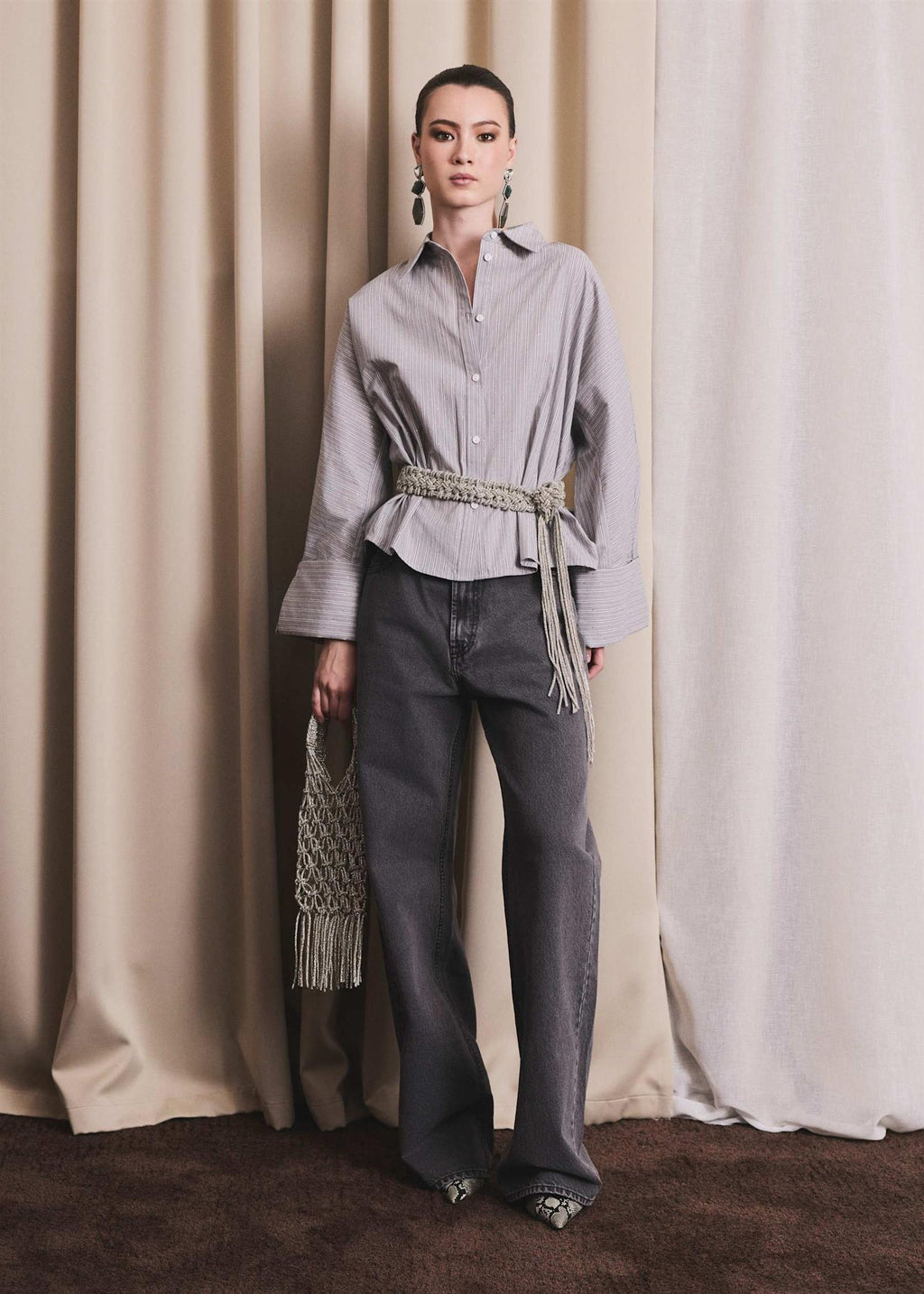 Iben Embellished Shirt Grey