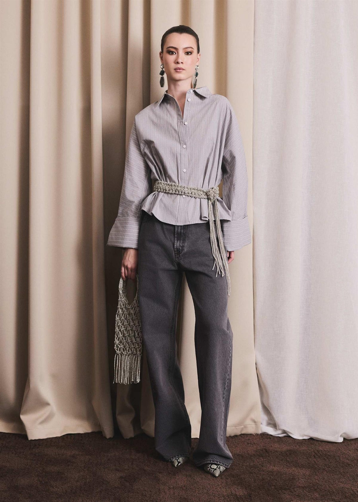 Iben Embellished Shirt Grey