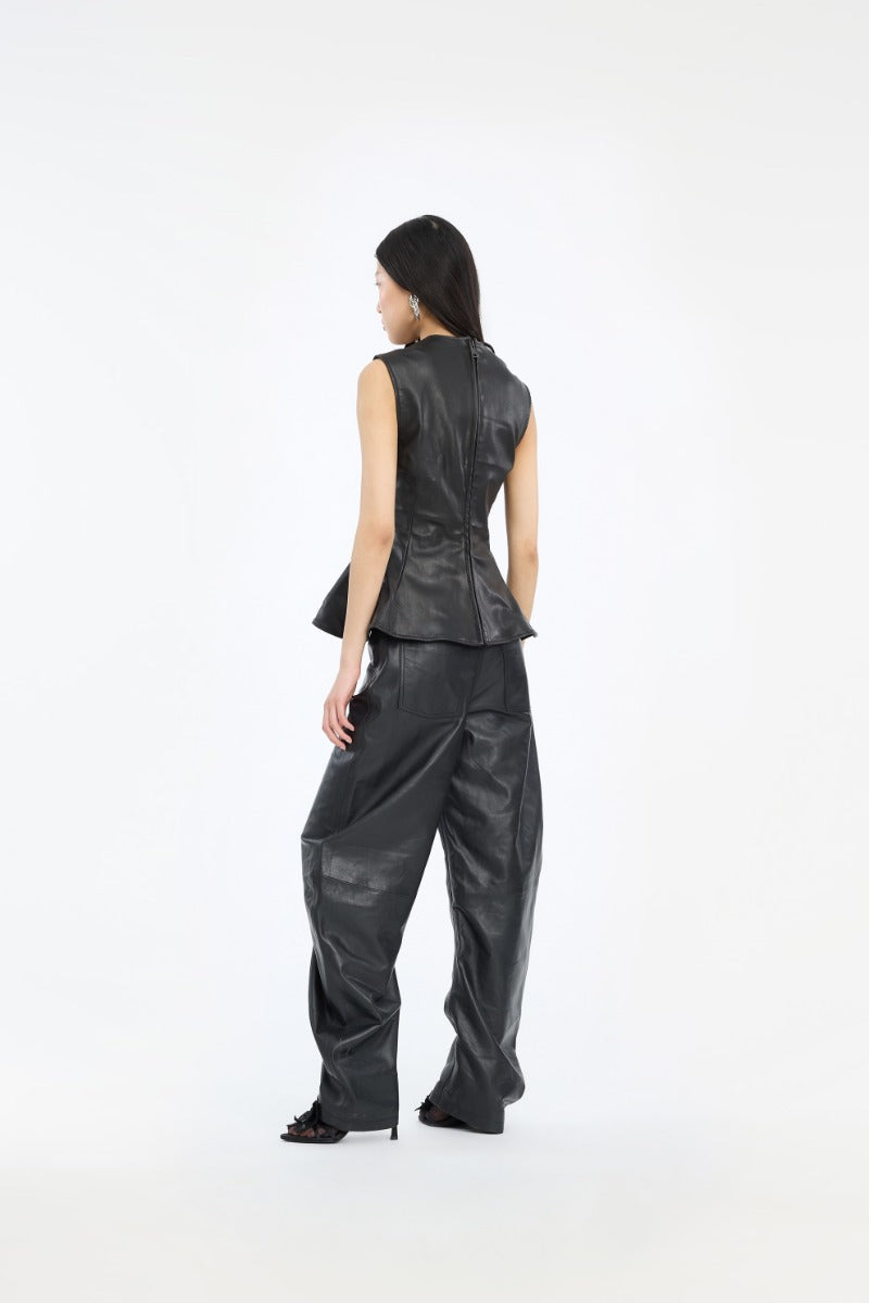 PEPLUM LEATHER TOP